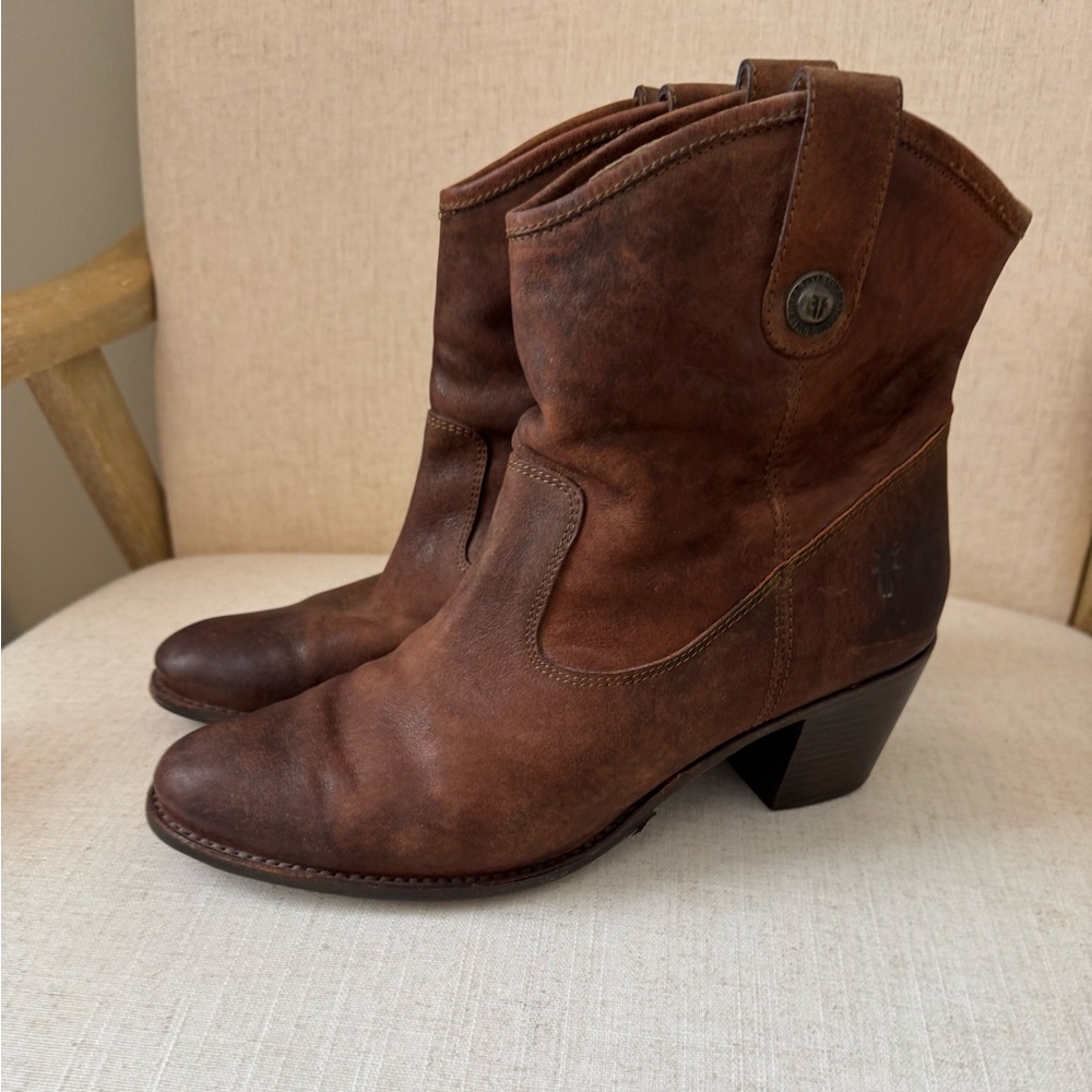 Frye Brown Leather Ankle Booties - Picture 2 of 7